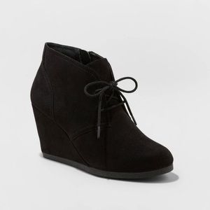 Women Bessie micro suede wedge booties